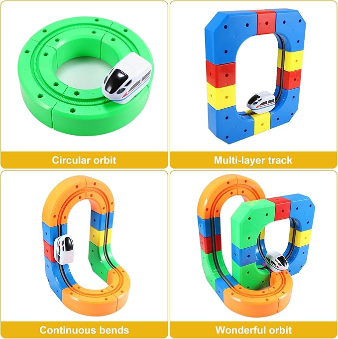 Electric Train Set Gravity-Defying 3D Track – 81 PCS STEM Building Rail Set for Kids Ages 4–8