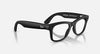 Ray-Ban Meta Wayfarer Gen 2 smart glasses in matte black with gray transition lenses, featuring a sleek design and tech features.