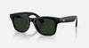 Ray-Ban Meta Wayfarer Gen 2 shiny black smart glasses with clear lenses and green transitions, designed by THE EA STORE.