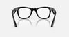 Ray-Ban Meta Wayfarer Gen 2 shiny black smart glasses with clear lenses and green transitions, designed by THE EA STORE.