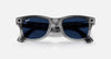 Meta Ray-Ban Meta Wayfarer Gen 2 shiny transparent grey smart glasses with clear sapphire transitions lenses, displayed on a white background.