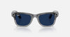 Meta Ray-Ban Meta Wayfarer Gen 2 shiny transparent grey and sapphire transition smart glasses with clear lenses.