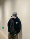 Stüssy Black Tough Gear Hooded Sweatshirt – Graphic Pullover with Front and Back Branding