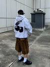 Stüssy Ash Heather Grey 8-Ball Cherries Hooded Sweatshirt – Graphic Pullover with Front Logo