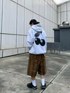Stüssy Ash Heather Grey 8-Ball Cherries Hooded Sweatshirt – Graphic Pullover with Front Logo