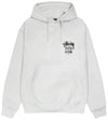 Stüssy Ash Grey Tough Gear Hooded Sweatshirt – Graphic Pullover with Front and Back Branding
