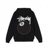 Stüssy Black 8-Ball Hooded Sweatshirt – Graphic Pullover with Front and Back Logo
