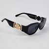 Black Square Sunglasses – Gold Medallion Detail Luxury Eyewear