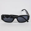 Black Square Sunglasses – Gold Medallion Detail Luxury Eyewear