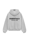 Kids Fear of God Essentials fleece hoodie in dark oatmeal, soft and cozy with a relaxed fit and brand logo details.