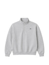 Alo Yoga men's and women's heather grey quarter-zip fleece sweatshirt with a half-zip design and cozy pullover fit.
