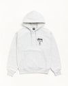 Stüssy Ash Heather Grey World Tour Hooded Sweatshirt – Graphic Pullover with City Print