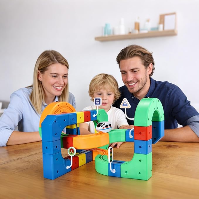 Electric Train Set Gravity-Defying 3D Track – 81 PCS STEM Building Rail Set for Kids Ages 4–8