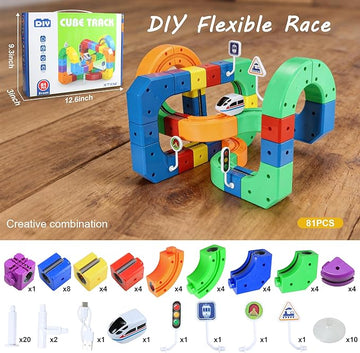 Electric Train Set Gravity-Defying 3D Track – 81 PCS STEM Building Rail Set for Kids Ages 4–8