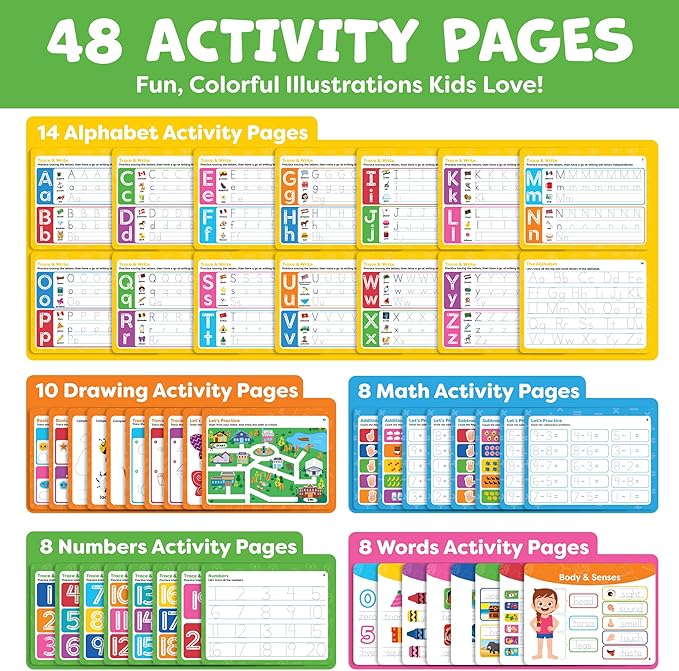 Magic Grooved Writing Practice Book for Kids Ages 3–5 – Reusable Tracing & Handwriting Learning Set