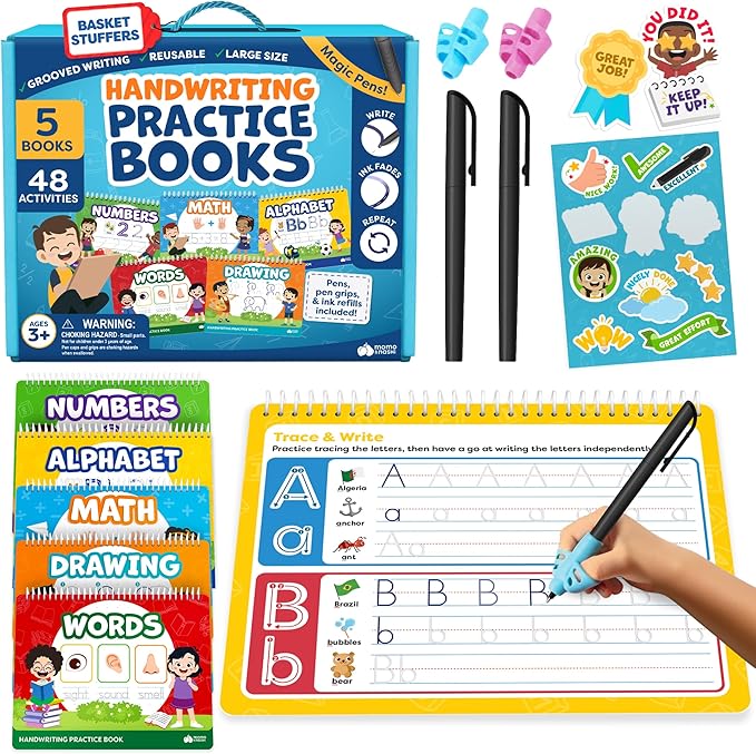 Magic Grooved Writing Practice Book for Kids Ages 3–5 – Reusable Tracing & Handwriting Learning Set