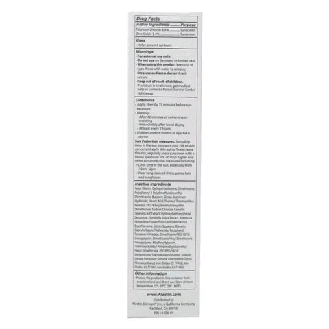 Packaging label facts of Alastin Hydratint SPF 36 include SPF 36 and broad spectrum coverage.