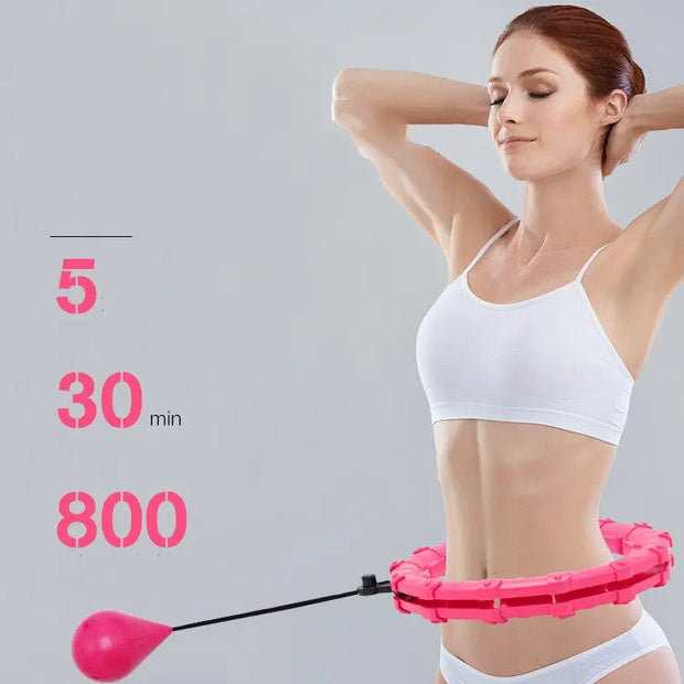 Detachable adjustable weighted fitness hula hoop with massage nodes.