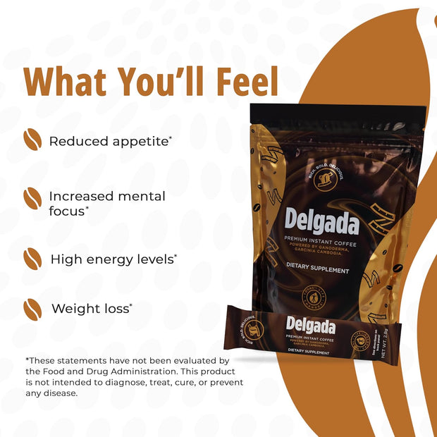 Premium Instant Coffee delivers energy boost using mushroom reishi ganoderma mix for wellness.