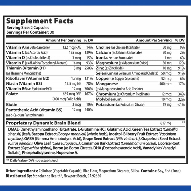 Dynamic brain Supplement fact