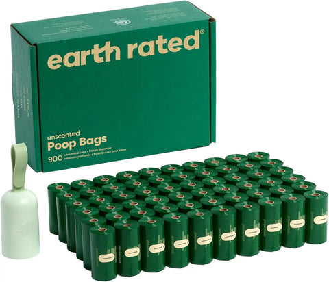 Earth Rated compostable Dog Poop Bag Holder with Bags Dispenser and 900 Count E.A