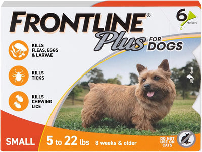 FRONTLINE Plus Flea and Tick Treatment for Small Dogs Upto 5 to 22 lbs & 45 to 88 with 6 Treatments THE EA STORE