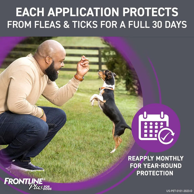 FRONTLINE Plus Flea and Tick Treatment for Small Dogs Upto 5 to 22 lbs & 45 to 88 with 6 Treatments THE EA STORE