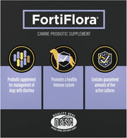 FortiFlora canine probiotic supplement packaging NARIC certification 