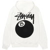 Stüssy White 8-Ball Hooded Sweatshirt – Graphic Pullover with Front and Back Logo