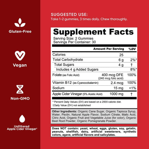 Goli Apple Cider Vinegar Supplement Facts and Details.