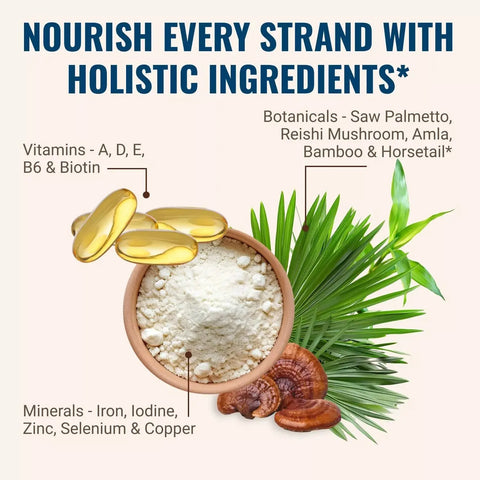 Hair La Vie Vitamins blend essential vitamins, minerals, and botanical extracts for hair.