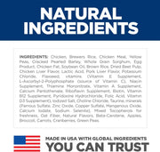 Close‑up of natural ingredients label on Hill’s Science Diet Sensitive Stomach and Skin Dog Food highlighting prebiotics and omega‑6.