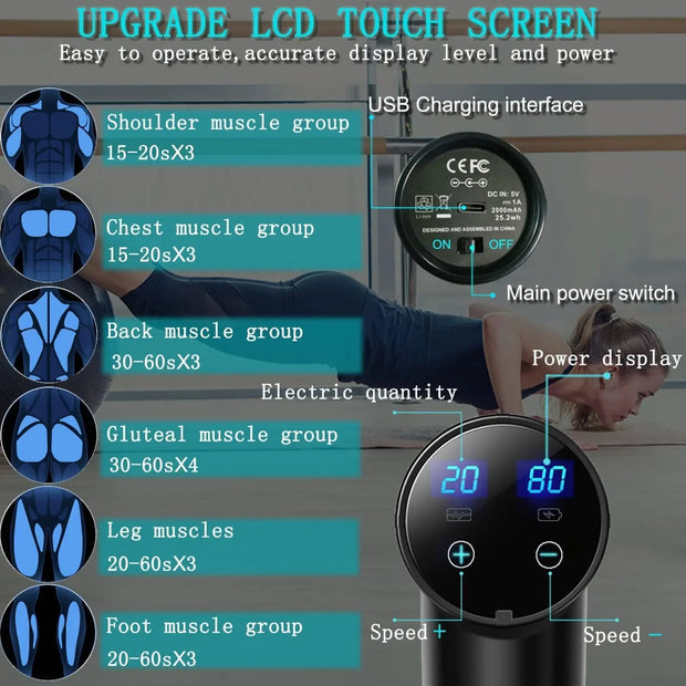 Massage Gun Deep Tissue,Percussion  (Matte Black) E.A