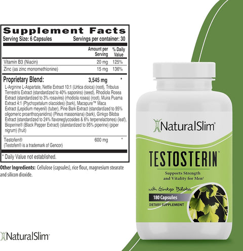 NaturalSlim Testosterin supplement Facts