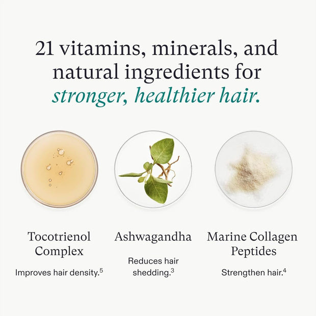 Nutrafol Hair Vitamins for Women promotes faster-growing stronger hair and healthy scalp coverage.
