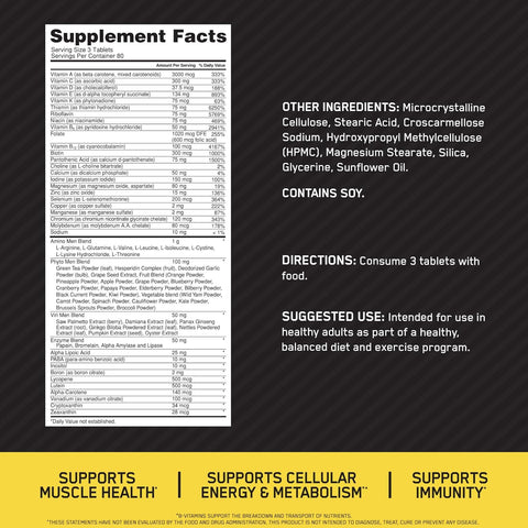 Optimum Nutrition Supplement facts