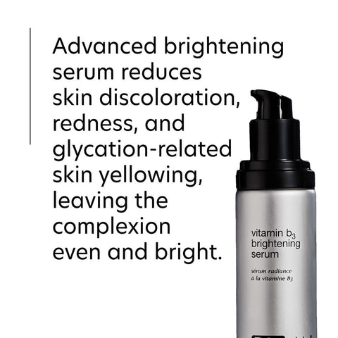 Vitamin B3 brightening serum bottle with text on a white background