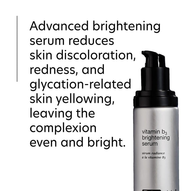 Vitamin B3 brightening serum bottle with text on a white background