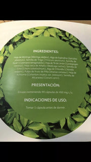 Green label with text on a white background
