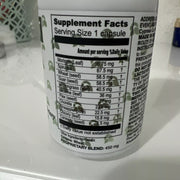 Supplement container with label showing 'Supplement Facts' on a white surface.