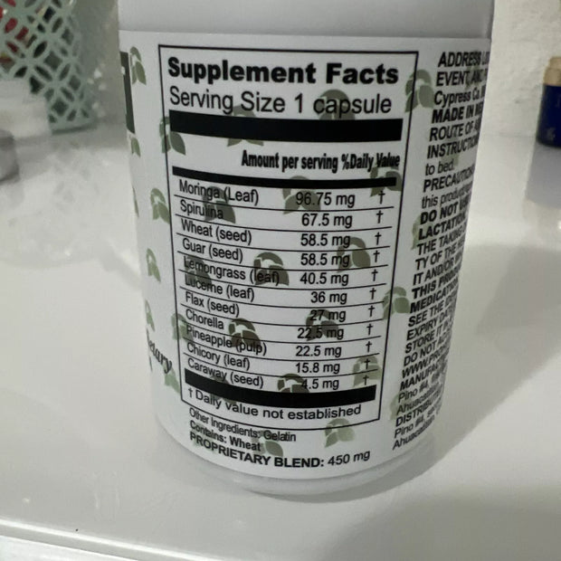 Supplement container with label showing 'Supplement Facts' on a white surface.