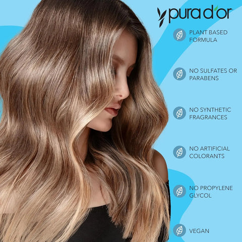 PURA D'OR Hair Thinning Therapy Shampoo & Conditioner Set – Biotin, DHT Blockers, Clinically Tested, Color Safe, 16oz Each E.A