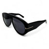Black Luxury Sunglasses – Oversized Square Frame with Gold Detail