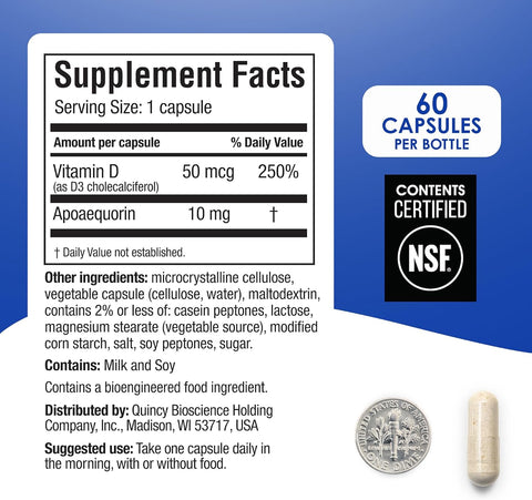 Prevagen Regular Strength 10mg, 60 Capsules Supplement facts.