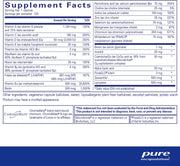 Supplement facts label for a product by pure encapsulations