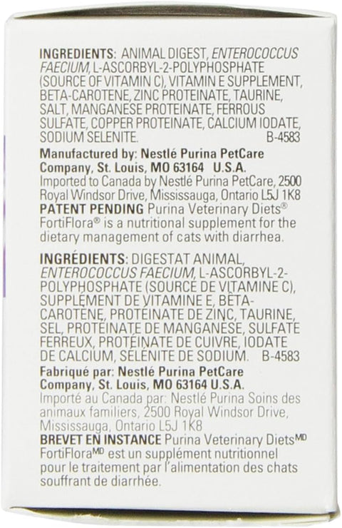 Purina 3-Pack Fortiflora Feline Nutritional Supplement for Pets Ingredients