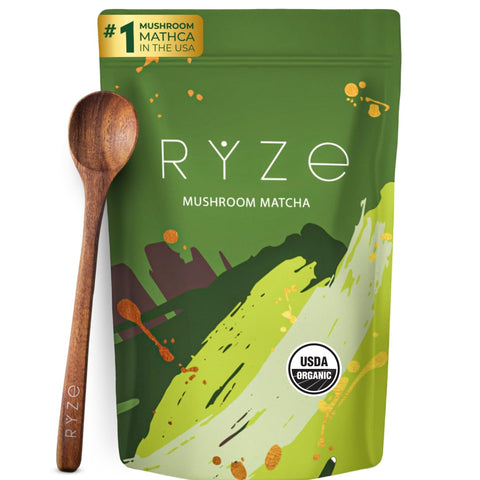 Buy Ryze Mushroom Matcha at Ea Store. Anti-inflammatory mushroom mix with shiitake and vegan energy.