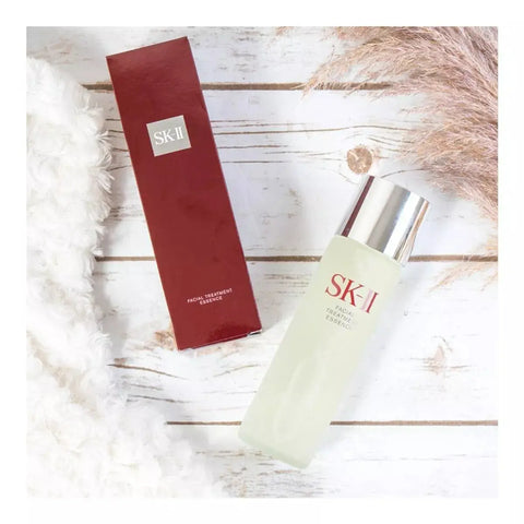 Highlighting PITERA skincare with SK-II Facial Treatment Essence 230ml and 330ml packaging.
