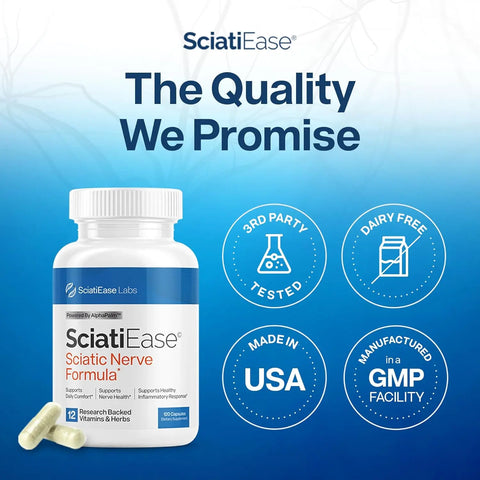 Sciatic Ease Supplement with alpha lipoic acid nerve formula. 3rd party tested Dairy free. The EA.