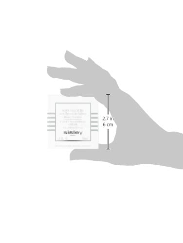 Sisley product packaging held in a hand with size measurement details.